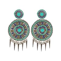 Indian Traditional with Bollywood Style Touch Stylish Hand Embroidery Multi Colour Beads Oxidized Earrings for Girls By Indian Collectible