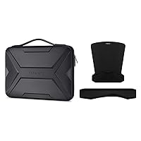 MOSISO Laptop Sleeve 15.6 inch, Waterproof Shockproof Protective Artistic Geometric EVA Computer Bag Carrying Case with Handle, Hill Shaped Wrist Rest Support for Mouse Pad & Keyboard Set, Black