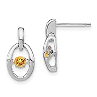 925 Sterling Silver Rhodium Citrine Vibrant Earrings Measures 14x7.5mm Wide Jewelry for Women