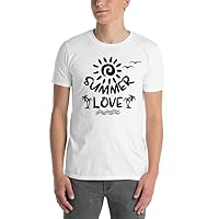 Summer Love Beach Shirt Women's Men’s Funny Letters Print T Shirts Cute Beach Graphic Tees Short Sleeve Shirts Casual
