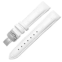 Genuine Leather Watchband for Tissot T035 Wristband Women's Curved End Straps 18mm Fashion Bracelet (Color : White, Size : 18mm)