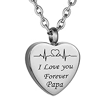 I Love You Forever Heartbeat Family Memorial Ashes Holder Keepsake Cremation Jewelry Urn Necklace