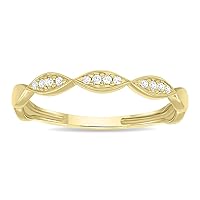 Women's Dainty Thin Diamond Wedding Stackable Band in 10K Yellow Gold