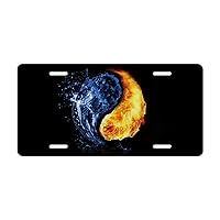 Yin-Yang-Water-Fire-HD-Wallpaper Personalized License Plates for Front of Car Aluminum Metal Tag Custom Design 6x12 Inch