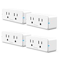 Dual Smart Plug 4 Pack, 15A WiFi Bluetooth Outlet, Work with Alexa and Google Assistant, 2-in-1 Compact Design, Govee Home App Control Remotely with No Hub Required, Timer, FCC and ETL Certified