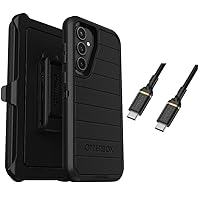 OtterBox Galaxy S23 FE (Only) Bundle: - Defender Series Case - Black - Holster Clip Included - Microbial Defense Protection - USB-C to USB-C Cable - Non-Retail Packaging