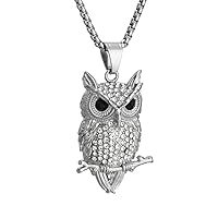 Lovely Owl Wisdom Bird Pendant Stainless Steel Necklace for Men Women, 24