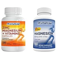 High Absorption Zinc and Magnesium (100 Count) Bundle - Magnesium for Leg Cramps and Sore Muscles Relief - Zinc for Immune Support and Recovery - with Vitamin B6, D and E