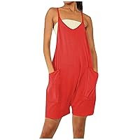 Women's Beach Vacation Outfits Color Jumpsuit Pants Zipper Decorative Jumpsuit with Pockets Summer Outfits