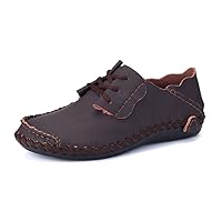 Men's Casual Leather Driving Shoes Wide Fit Flats Loafers