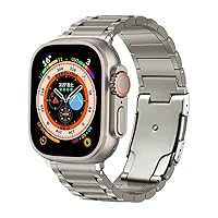 Compatible with Apple Watch Ultra Band 49mm Titanium for Men Women, Compatible for Apple Watch Bands 45mm 44mm 42mm Replacement Metal for iWatch Series 8/7/6/5/4/3/2/1/SE, Silver
