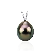 14K Gold 9.0-10.0mm AAA Quality Black Tahitian Cultured Pearl Pendant, Pendant Only