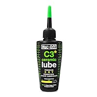 Muc-Off C3 Ceramic Dry Chain Lube, 50 Milliliters - Premium Bike Chain Lubricant with UV Tracer Dye - Formulated for Dry and Dusty Weather Conditions, Green