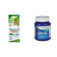 Beano to Go Gas Prevention, 12 Tablets & HealthWise Medicated Chest Rub, 4 oz. for Cough, Congestion, Aches