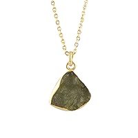 Guntaas Gems Fancy Shape Green Moldavite Gemstone Pendant Brass Gold Plated Healing Stone Adjustable Necklaces Mother's Day Gift