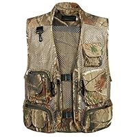 Flygo Zhusheng Men's Fishing Outdoor Utility Hunting Climbing Tactical Camo Mesh Removable Vest with Multiple Pockets