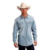 Stetson Western Shirt Mens L/S Sanding 3XL Blue 11-001-0465-1368 BU
