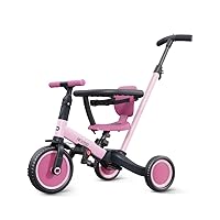 newyoo Toddler Bike, 5 in 1 Tricycles for 1-3 Year Olds, Convert to Balance Bike, Birthday Gift & Toy for Boys & Girls, Kids Trike with Push Handle, Pink, TR008