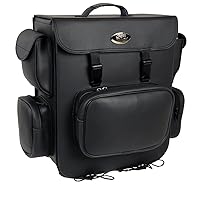 Milwaukee Leather SH584 Large Black PVC Motorcycle Sissy Bar Bag with 5 Bonus Pockets - One Size