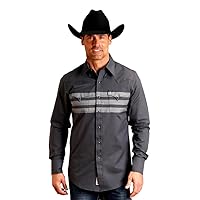 Stetson Western Shirt Mens Stripe L/S Snap Black 11-001-0496-0184 BL