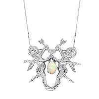 Rylos Necklaces For Women 14K White Gold - Gemstone & Diamond Pendant Necklace Lucky Angel Birthstone Pendant 6X4MM Color Stone Gemstone Jewelry For Women Gold Necklaces For Women