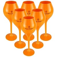 Veuve Clicquot 6 x Yellow Trendy Polycarbonate Acrylic Champagne Glasses Swimming Pool Glasses