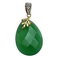 Carillon Chrysoprase Natural Gemstone Pear Shape Pendant 925 Sterling Silver Wedding Jewelry | Yellow Gold Plated