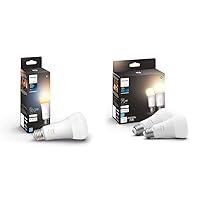 Hue Smart 100W 1600LM Warm-to-Cool White A21 LED Bulb and 75W 1100LM Soft White A19 LED Bulb 2 Pack