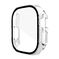 PC Case Glass for Apple Watch Ultra 49mm Series 8 SE 2022 Protector Frame Bumper Watch Cover for iWatch 8 41mm 45mm 40 44mm Case (Color : Transparent, Size : IWatch Ultra 49mm)