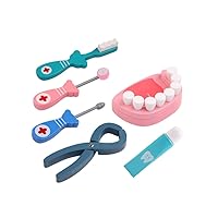 Doctor Kit Wooden Dentist Playset Role Play Kit Kids Pretend Play Emulational Dental Tool Set Toy 6Pcs/Set
