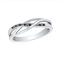 Sterling Silver Round Black Diamond Fashion Ring (0.030cttw)