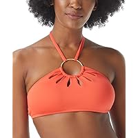 Vince Camuto Women's Logo-Ring Cutout Halter Bikini Top (Red Sunset, X-Small)