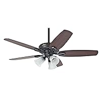 HUNTER Fan Builder Plus 50562 Ceiling Fan 132 cm with Lighting & Pull Switch, Bronze New, 5 Reversible Blades in Brazilian Cherry & Walnut Yellow, Ideal for Summer or Winter