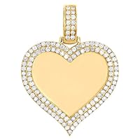0.80 CT Round Shape Simulated White Diamond Heart Double Halo Charm Pendant In 14K Yellow Gold Plated