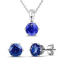 Cate & Chloe September Birthstone Earring and Necklace Set - 18k White Gold Plated with 1ct Genuine Gemstone Crystals, Birthstone Jewelry for Women