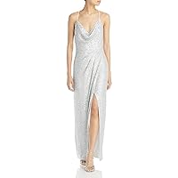 Aidan by Aidan Mattox Womens Sequined Long Evening Dress Silver 0