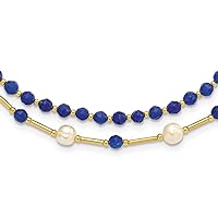 9.8mm 925 Sterling Silver Gold Plated Fwc Pearl Blue Quartz 2inch Extension Necklace 17.75 Inch Jewelry for Women