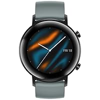 HUAWEI Watch GT 2 (42 mm) Smart Watch, 1.2 Inch AMOLED Display, 1 Week Battery Life, GPS, 3D Glass Screen, Real-time Heart Rate Monitoring, International Model, No Warranty- Lake Cyan