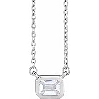 14k White Gold Emerald Lab Created Diamond 5.2x3.8mm 0.5 Carat SI G h 16 18 Inch Polished 1/2 Lab g Jewelry Gifts for Women