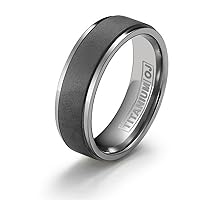 7mm Titanium Ring for Couples Brushed Surface Polished Step-Down Edges Comfort Fit SZ 6-12 Plus Engraving Service