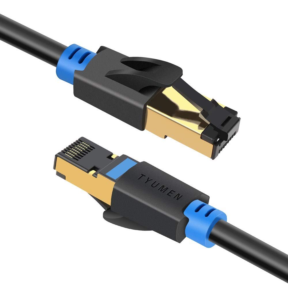 Tyumen 16.5FT/5M Cat 8 Ethernet Cable, Cat8 LAN Internet Network Cable 40Gbps 2000Mhz with Gold Plated RJ45 Plug, S/FTP Cat8 Patch Cord Dual Shielded for Fastest Internet Speed