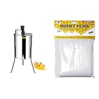 Electric Honey Extractor, 4/8 Frame Stainless Steel Beekeeping Extraction & Little Giant Fabric Honey Filter Honey Filtration Strainer for Beekeeping (Item No. HSTRAINF)