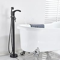 Waterfall Bathtub Faucet Set Floor Standing Bath Mixer Tap Dual Handle Shower Bathtub Tap for Bathroom Faucets-Matte Black