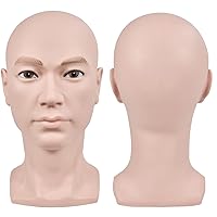 Bald Mannequin Head Male Professional Cosmetology for Wig Making, Display wigs, eyeglasses, hairs, T pins,with Free Clamp
