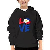 Unisex Youth Hooded Sweatshirt Love Philippines Cute Kids Hoodies Pullover for Teens