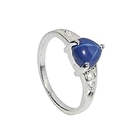 GEMHUB Pear Shape 4 Ct Solitaire Style Natural Blue Star Sapphire 925 Sterling Silver Engagement Ring for Anniversary