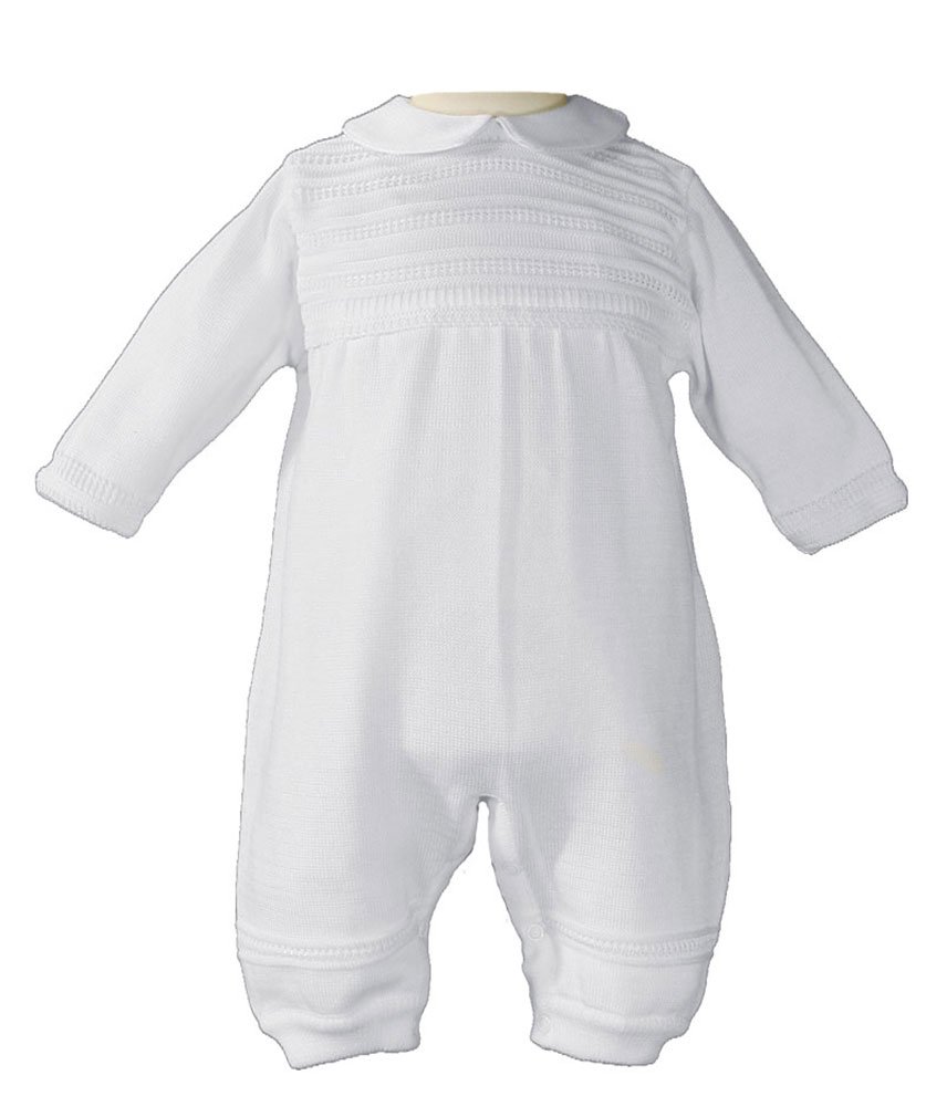 Little Things Mean A Lot Boys Cotton Knit Christening Outfit Christening Baptism Romper