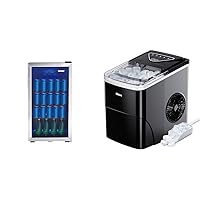Danby DBC117A1BSSDB-6 117 Can Beverage Center, 3.1 Cu.Ft. Freestanding Drinks Refrigerator & Silonn Ice Maker Countertop, 9 Cubes Ready in 6 Mins, 26lbs in 24Hrs, Self-Cleaning Ice Machine