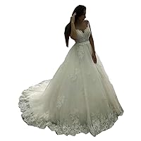 Melisa Women's Beach Lace up Sequins Corset Bridal Ball Gowns Plus Size Train Wedding Dresses for Bride Plus Size