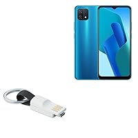 BoxWave Cable Compatible with Oppo A16k - Micro USB Keychain Charger, Key Ring Micro USB Cable - Jet Black